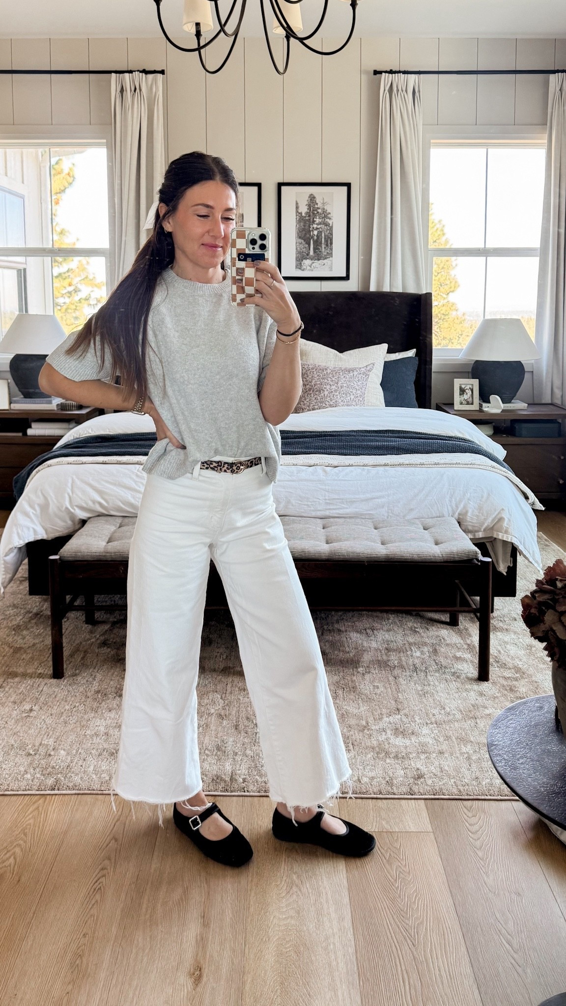 OOTD! 

Fall outfit, short sleeve, sweater, universal thread, target, jeans, denim, white denim, Mary Jane, velvet flats, hair bow, mom fit, bedroom, decor, bed, bedding 

#LTKFindsUnder50 #LTKStyleTip #LTKSeasonal