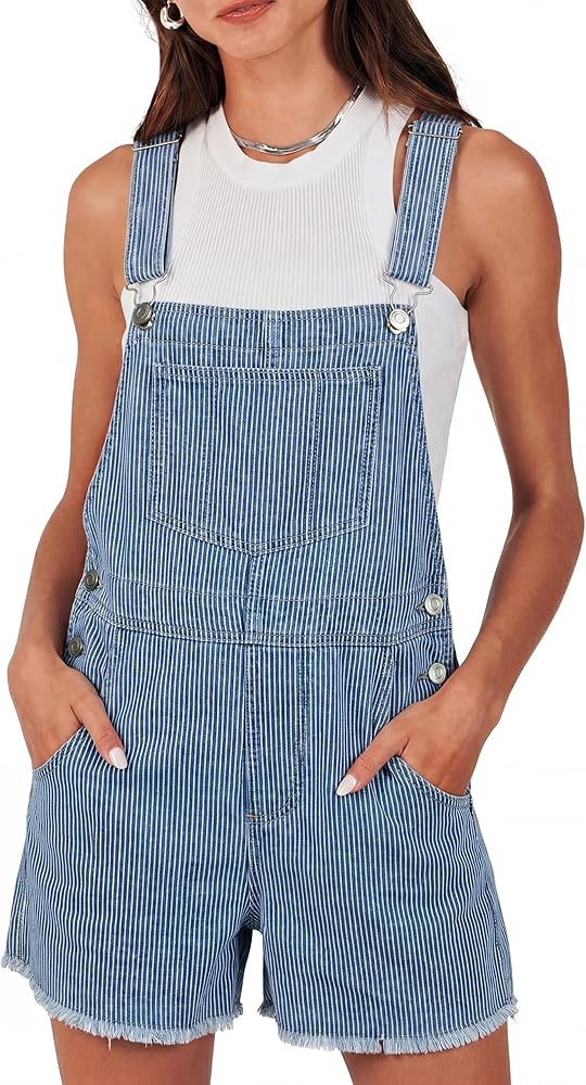 Glamaker Denim Overall Shorts for Women Summer Casual Jean Romper Jumpsuit Loose Fit Outfits Romp... | Amazon (US)