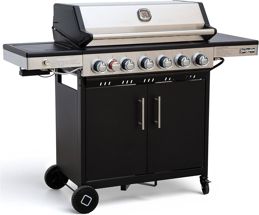 Brand-Man 6-Burner Propane Gas Grill with Infrared Sear Side Burner, Porcelain-Enameled Cast Iron... | Amazon (US)