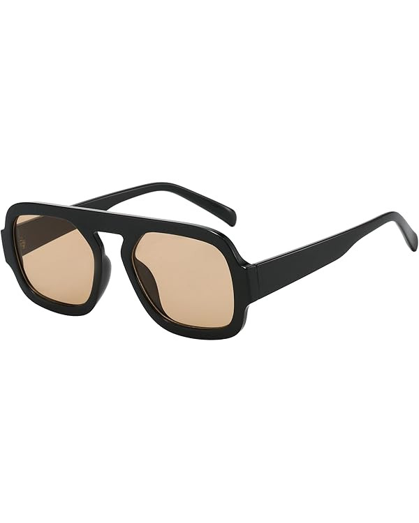 Trendy Square Aviator Sunglasses for Women Flat Top Designer Stylish Frame Sun Glasses Vintage Sh... | Amazon (US)
