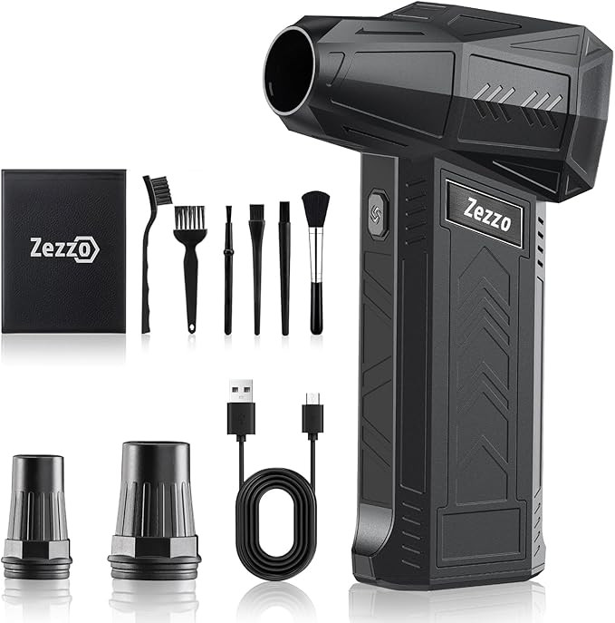 Zezzofan Compressed Air Duster-180000RPM Ultra Powerful Electric Air Duster, 3-Gear Adjustable Hi... | Amazon (US)