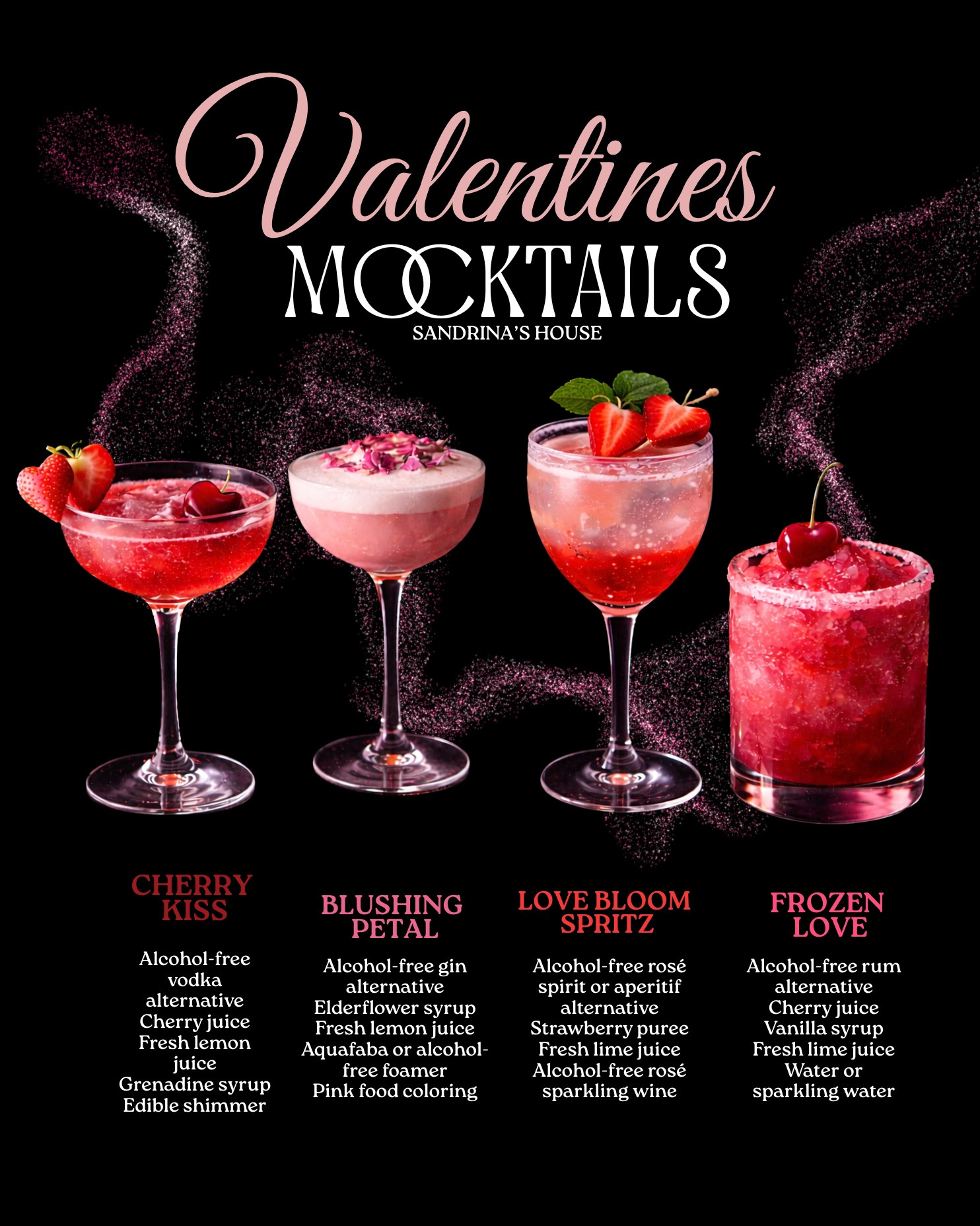 VALENTINE’S MOCKTAIL COLLECTION 💗
because love should taste sweet — even without alcohol.

Four romantic pink drinks made for girls nights, cozy dates or a little self-love moment at home.
Soft, sparkling, creamy & frozen… which one is your favorite? ✨

#LTKluxury #LTKdatenight