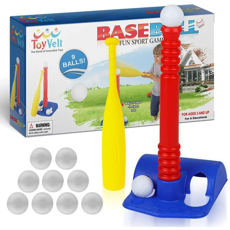 ToyVelt Tball Set For Toddlers 9 Balls - Kids Baseball Tee Game For Boys & Girls Ages 1- 10 Years | Walmart (US)