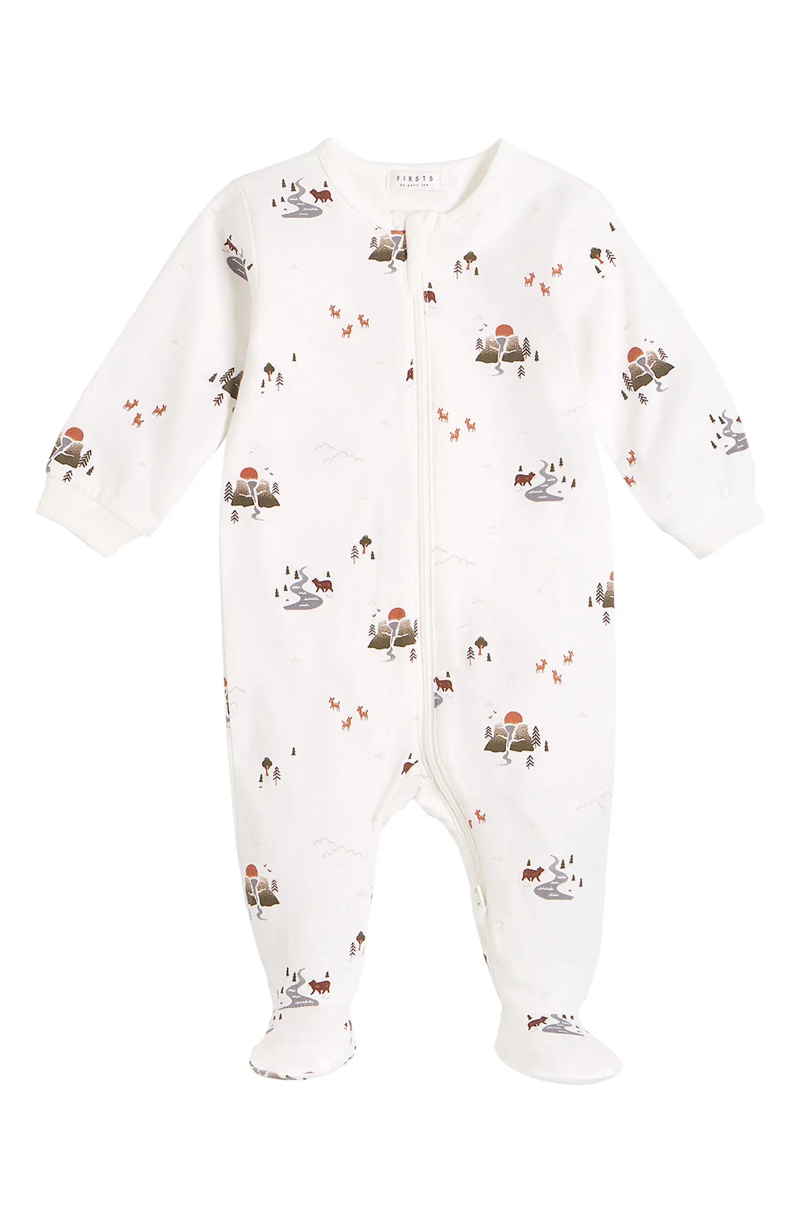 National Park Landscape Stretch Organic Cotton Footie | Nordstrom