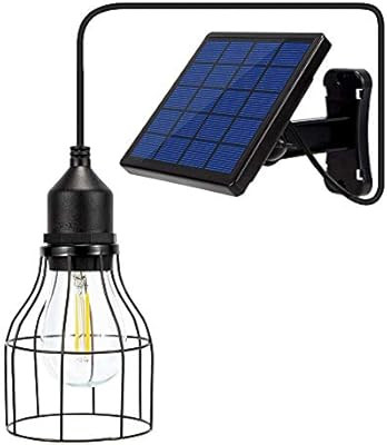 Ousam LED Chandelier Solar Lights Edison Bulb Hanging Metal Cage Lantern with 9.8ft Cable Solar P... | Amazon (US)