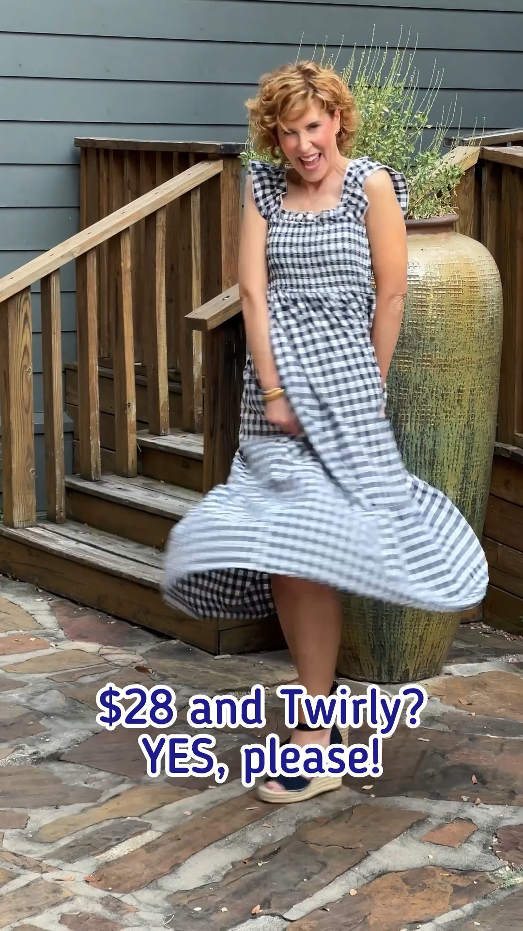 This navy blue and white twirly gingham Amazon dress is $28 and comes in 4 color options! (For some reason, this one looks like navy blue & light blue online but it’s really navy and white! 

It fits TTS and looks WAY more expensive than it is!

Add a denim jacket or pair it with red for Labor Day!

#LTKVideo #LTKFindsUnder50 #LTKStyleTip