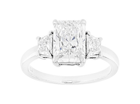 Certified White Radiant Cut and Trapezoid Lab-Grown Diamond F VS1 Platinum Solitaire Ring 2.50ctw... | JTV Jewelry