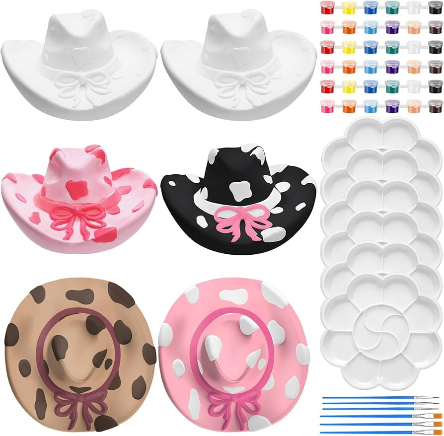 Affrolling 6 Set Cowboy Hat Ceramics to Paint Ready to Paint Your Own Ceramic Cowgirl Hat DIY Unp... | Amazon (US)