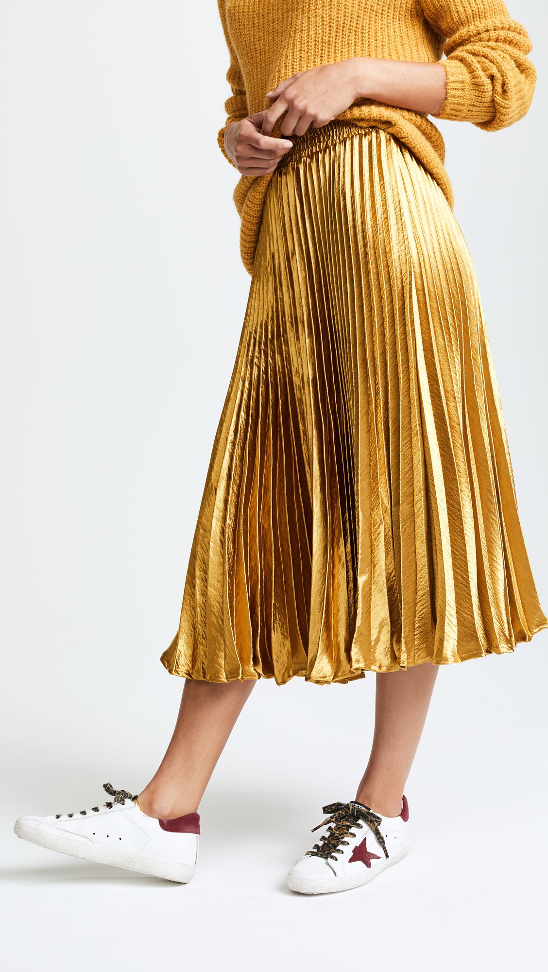 Metallic Satin Pleated Skirt | Shopbop