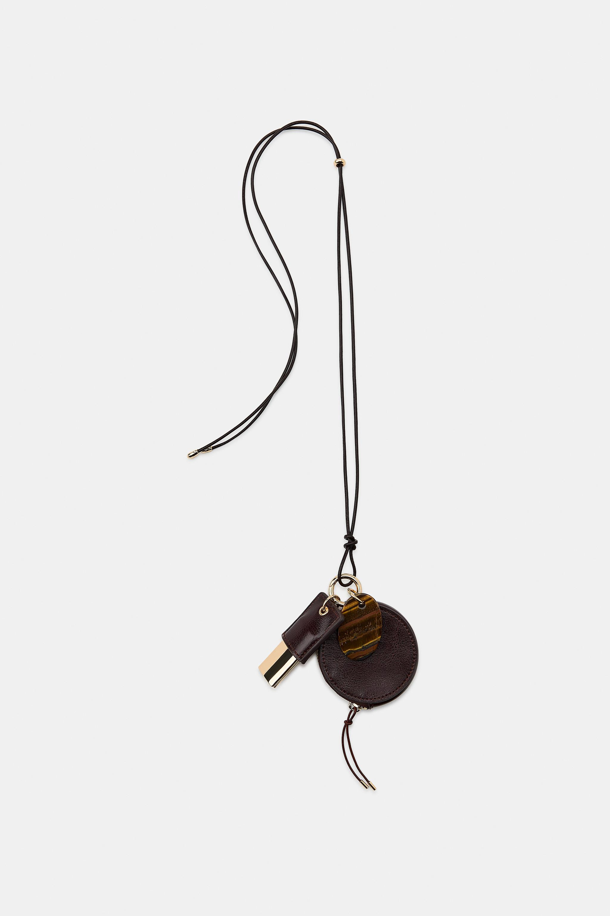 100% LEATHER WALLET STONE NECKLACE | Zara US