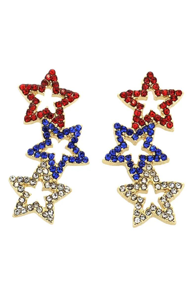 Red, White & Blue Cubic Zirconia Star Drop Earrings | Nordstrom