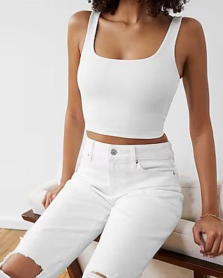 Body Contour High Compression Ribbed Square Neck Cropped Tank | Express