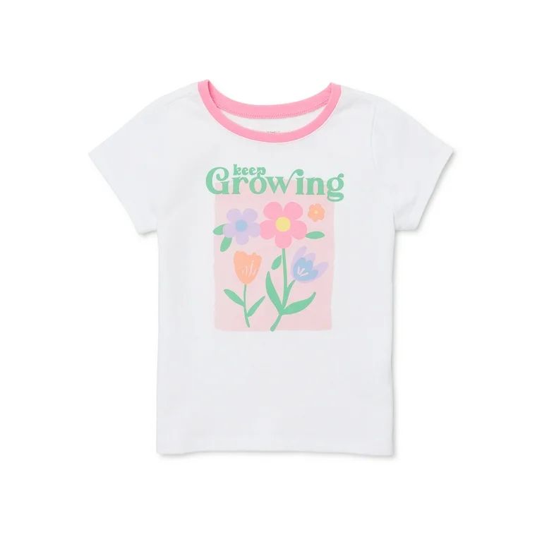 Garanimals Toddler Girl Short Sleeve Graphic Ringer T-Shirt, Sizes 18M-5T | Walmart (US)
