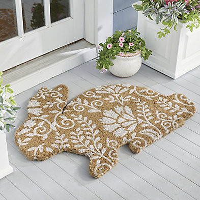 Botanical Bunny Shaped Coir Door Mat | Grandin Road | Grandin Road