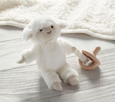 Lamb Critter Plush Pacifier Holder | Pottery Barn Kids