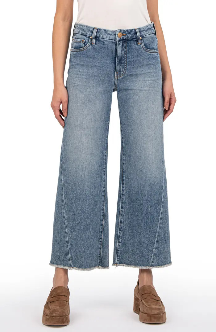 KUT from the Kloth Meg Frayed High Waist Ankle Wide Leg Jeans | Nordstrom | Nordstrom