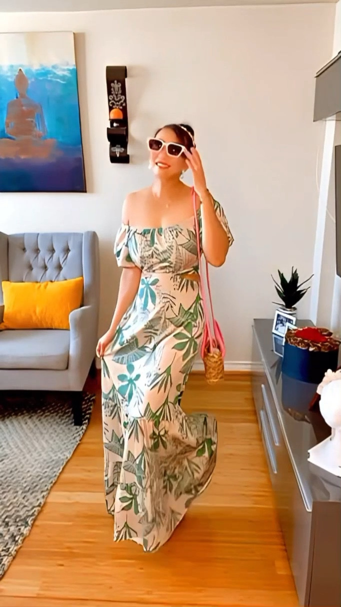 Tropical Print Cutout Maxi Dress Styled💚
#maxidress #beachdress #vacationdress

#LTKunder50 #LTKsalealert #LTKunder100