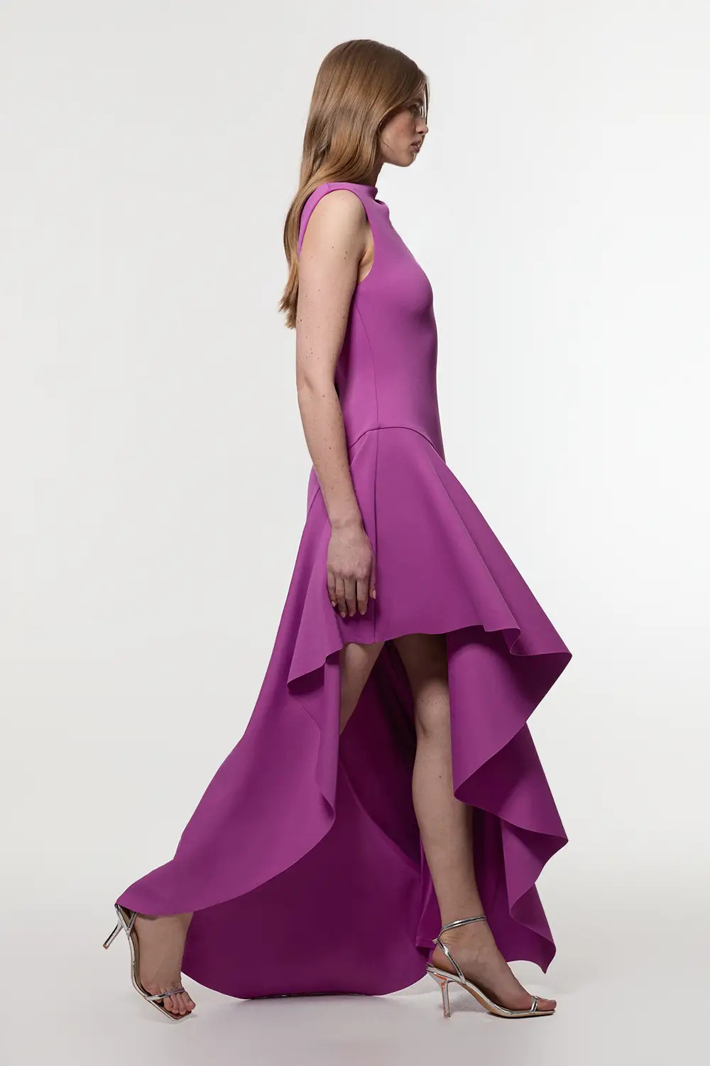 Purple KarenMillen Scuba Drama Ruffle Hem Woven Maxi Dress | Debenhams | Debenhams UK