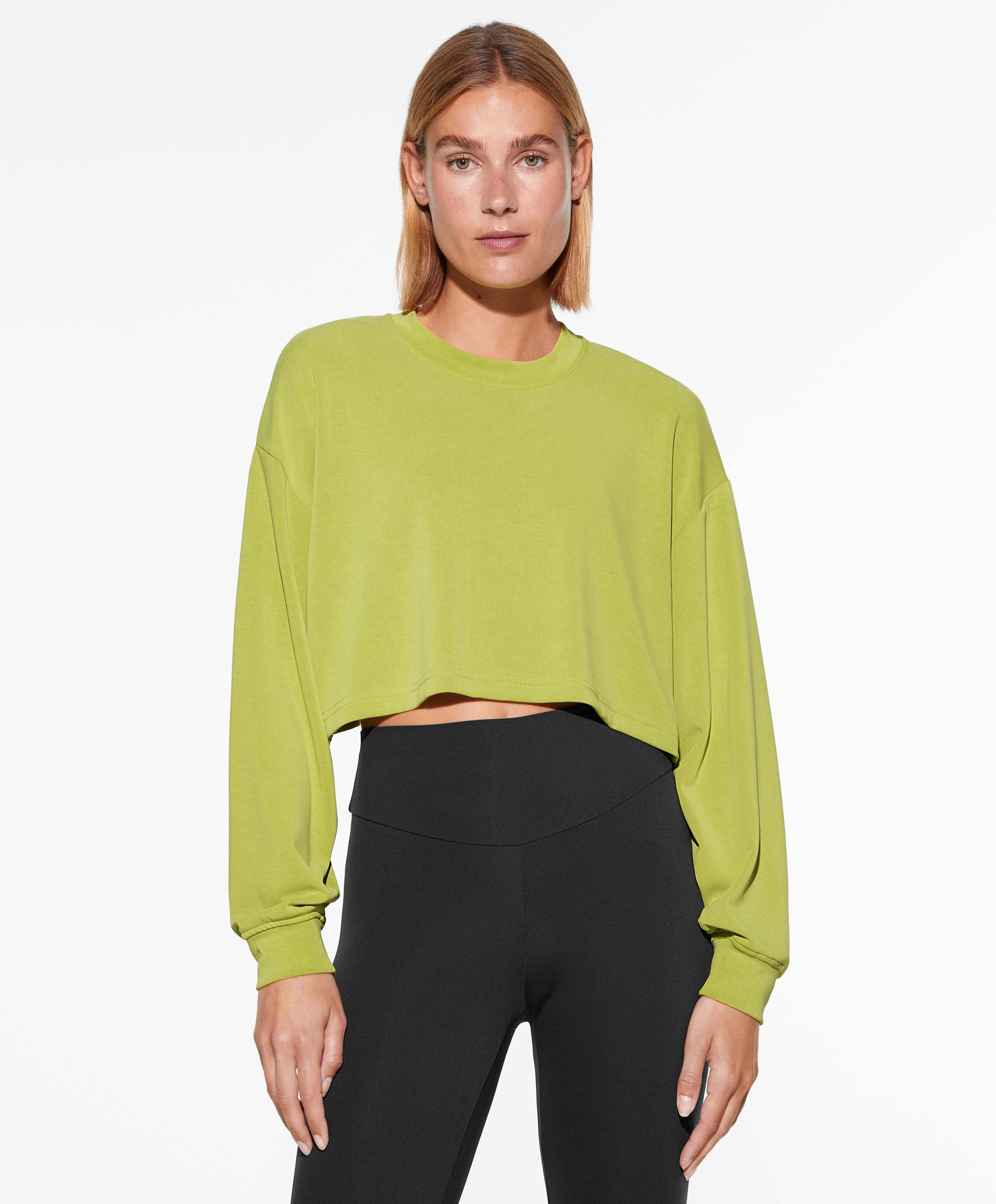 Crop sweatshirt with modal | OYSHO United States | OYSHO UK