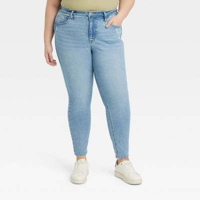 Women's High-Rise Skinny Jeans - Ava & Viv™ Light Wash 16: Plus Size Denim, Stretch Fabric, 30" Inseam, Belt Loops | Target