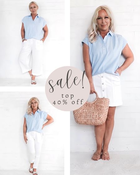 Baby blue popover is on sale for 40% off. It makes me very pretty cool neutral outfits with a coastal casual feel!

#LTKVideo #LTKSaleAlert #LTKOver40