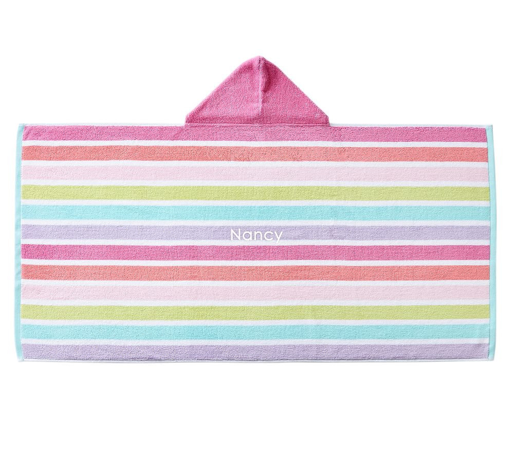 Multi Stripe Kid Hooded Towel, Pink Multi | Pottery Barn Kids