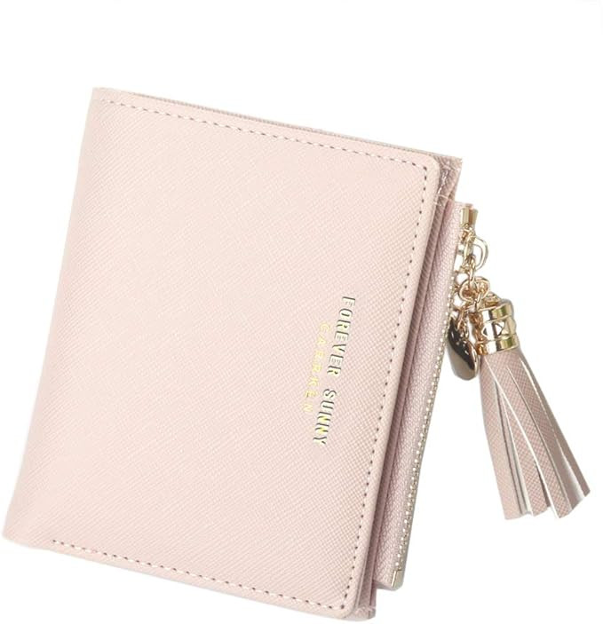 Belsmi Women's Small Compact Slim Leather Mini Wallet Lady Purse Zipper Pocket Card Organizer Bif... | Amazon (US)