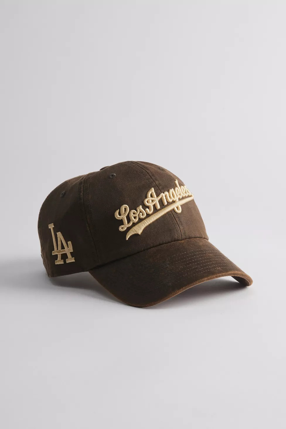 Mitchell & Ness MLB Los Angeles Dodgers Faux Leather Dad Hat | Urban Outfitters (US and RoW)