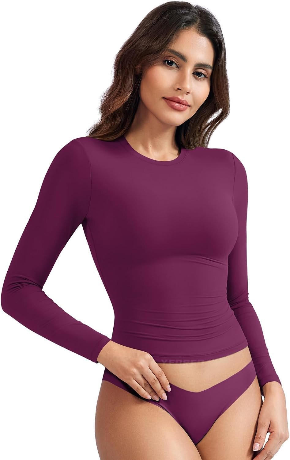 YEOREO Ease Long Sleeve Shirts for Women Crew Neck Basic Tops | Amazon (US)
