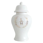 Laurel Wreath Monogram Ginger Jars in White | Lo Home by Lauren Haskell Designs