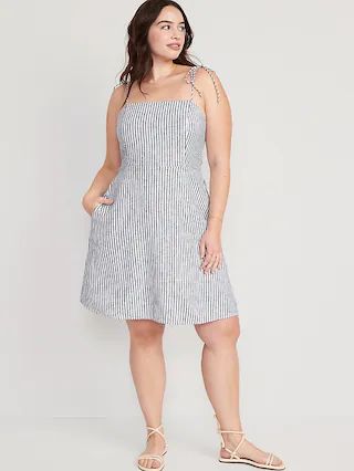 Fit &#x26; Flare Matching Tie-Strap Mini Dress for Women | Old Navy (US)