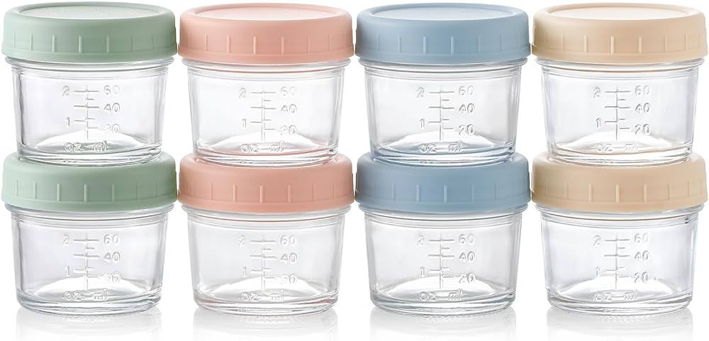 VITEVER 8 Pack Glass Baby Food Storage Containers, 4 oz Baby Food Jars with Plastic Lids, Small B... | Amazon (US)