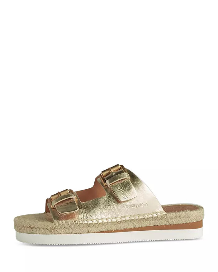 See by Chlo&eacute; Women's Glyn Double Buckle Gold Espadrille Slide Sandals   Shoes - Bloomingda... | Bloomingdale's (US)