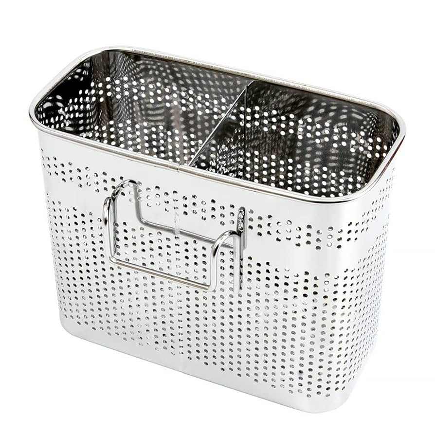 Kitchen Utensils Chopsticks Holder Drying Rack Basket with Hooks 2 Divided Compartments Quality S... | Amazon (US)