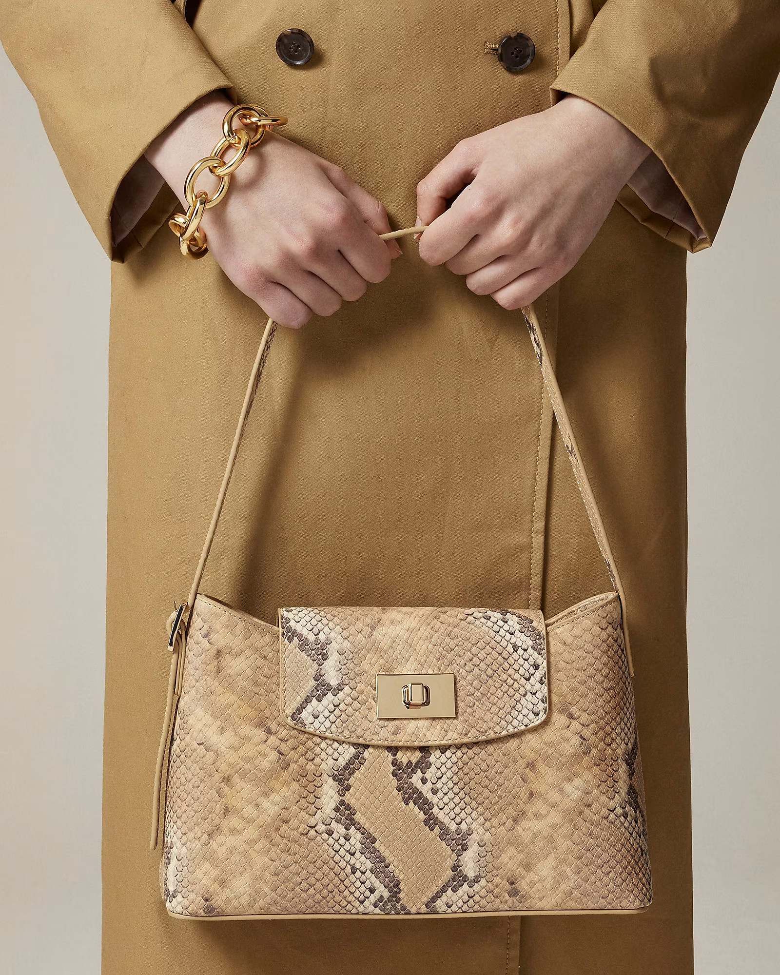 Edie shoulder bag in snake-embossed Italian leather | J. Crew US