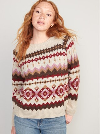 Fair Isle Cozy Shaker-Stitch Pullover Sweater for Women | Old Navy (US)