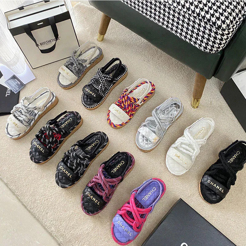 Chanel Mixed Color Flat Summer Sandals Casual Beach Strap Shoes Luxury Dupe Fashion Sandals | DHGate