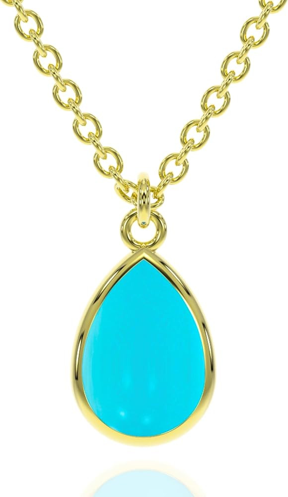 Genuine Gemstone Necklace for Women - Authentic 925 Sterling Silver Necklace 18K Gold Jewelry, Da... | Amazon (US)