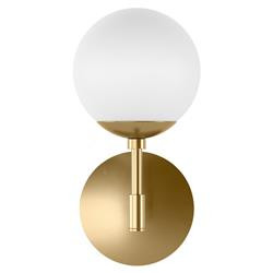 Schwung Sunset Modern Matte White Globe Burnished Brass Wallchiere Sconce | Kathy Kuo Home