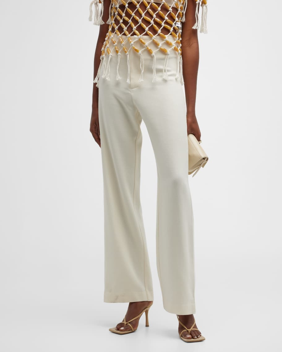 Ally High-Rise Straight-Flare Trousers | Neiman Marcus