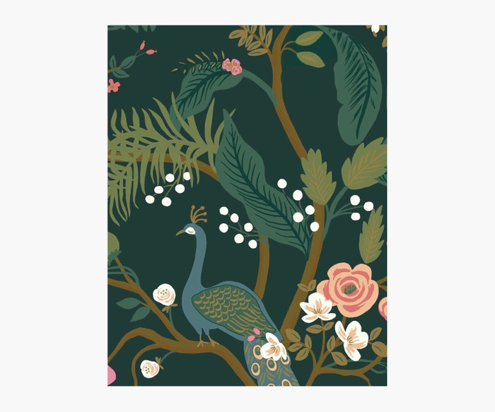 Emerald Peacock Wallpaper Sample | Rifle Paper Co. | Rifle Paper Co.