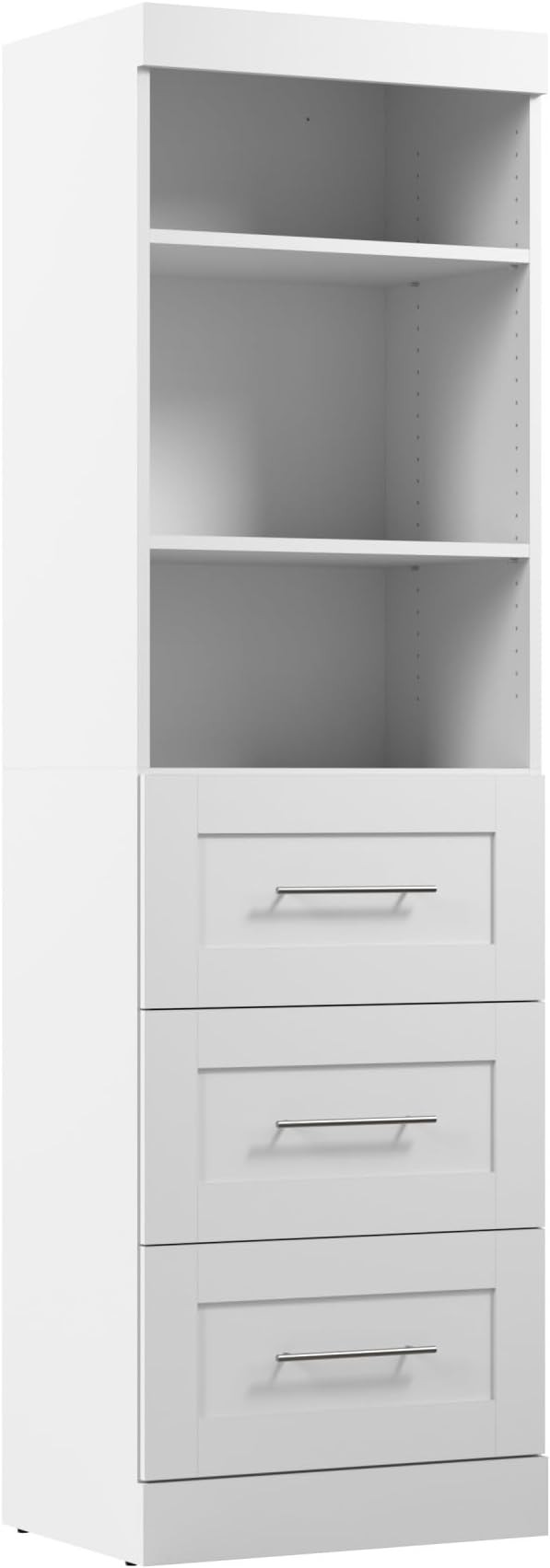 Bestar Pur Closet Organizer with Drawers, 25-inch White Small Wardrobe System with Shelves for Be... | Amazon (US)