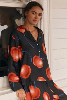 The LyreBird Silky Oversized Pajama Shirt | Anthropologie (US)