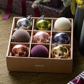 Jewel-Toned Glass Ball Ornaments (Set of 9) | West Elm (US)