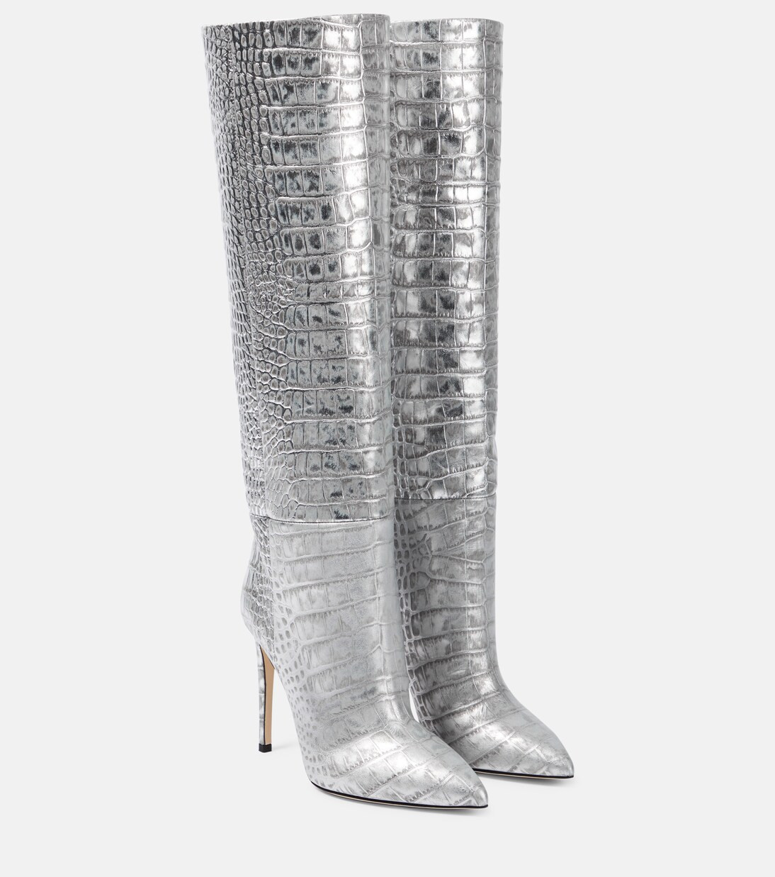 Snake-effect leather knee-high boots | Mytheresa (US/CA)