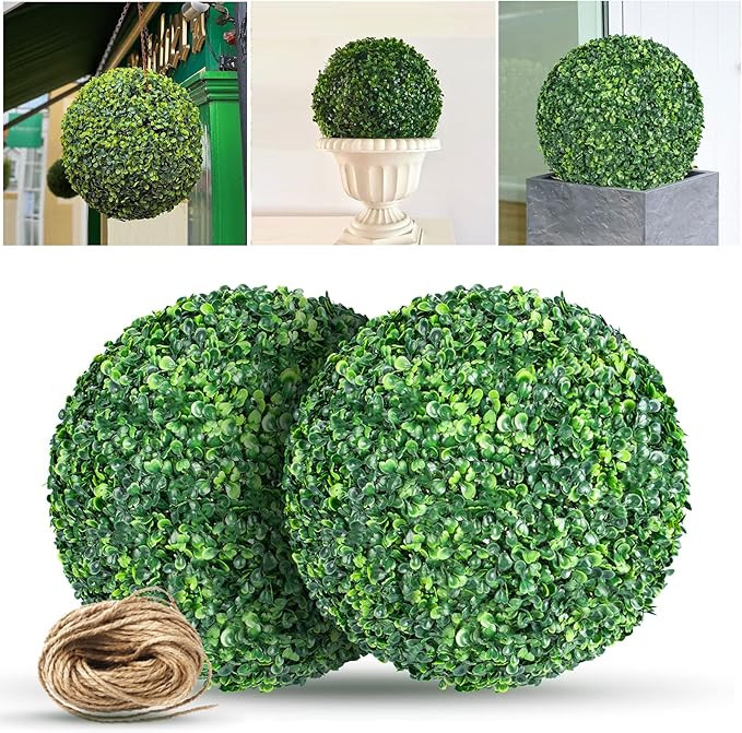 Violinak (Upgraded) 2 Pack 21in Artificial Plant Topiary Balls for The Front Door, Faux Boxwood B... | Amazon (US)
