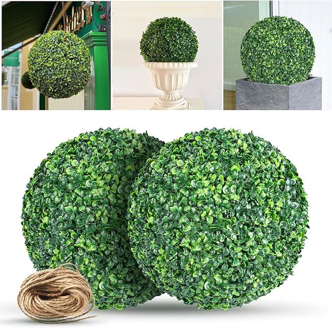 Violinak (Upgraded) 2 Pack 21in Artificial Plant Topiary Balls for The Front Door, Faux Boxwood B... | Amazon (US)