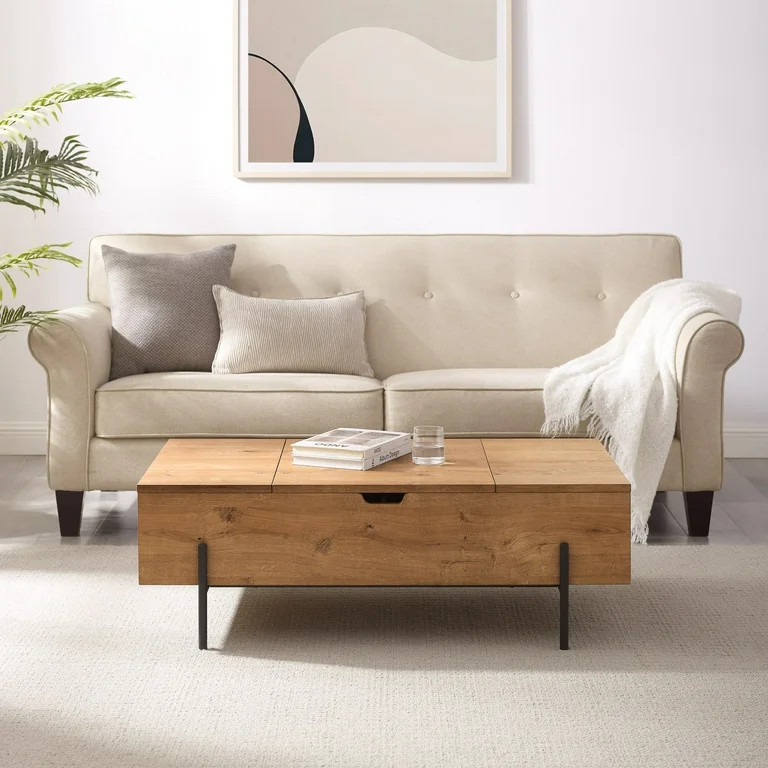 Gap Home 43" Modern Lift-Top Coffee Table with Side Storage, English Oak | Walmart (US)