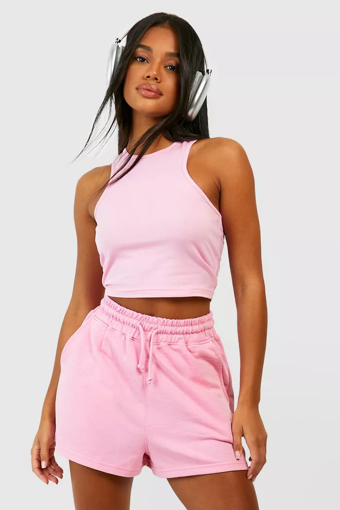 Racer Top And Sweat Short Set | boohoo (US & Canada)