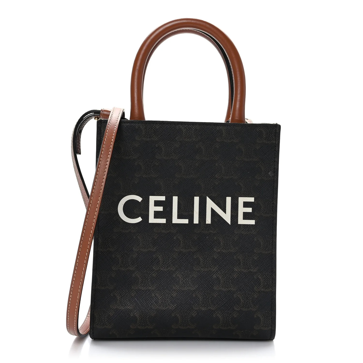 Triomphe Canvas Calfskin Mini Vertical Cabas Tan | FASHIONPHILE (US)